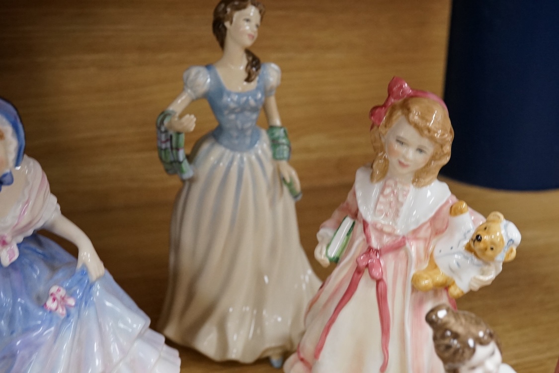 A collection of Royal Doulton figurines to include Bedtime, Goody Two Shoes and Milestone